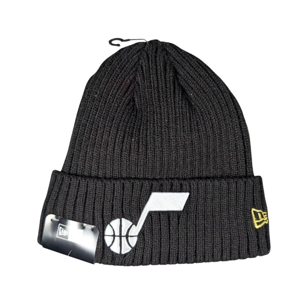 New Era Utah Jazz Beanie Mens OSFM Black Fleece Lined Ribbed Knit New